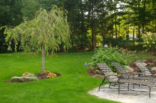 Bolton Landscape Design & Masonry specializing in plantings, sprinkler systems, patios, grills, driveway construction, and grading since 1979.