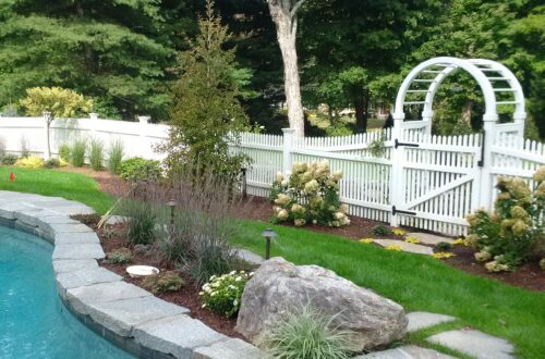 Bolton Landscape Design & Masonry specializing in plantings, sprinkler systems, patios, grills, driveway construction, and grading since 1979.